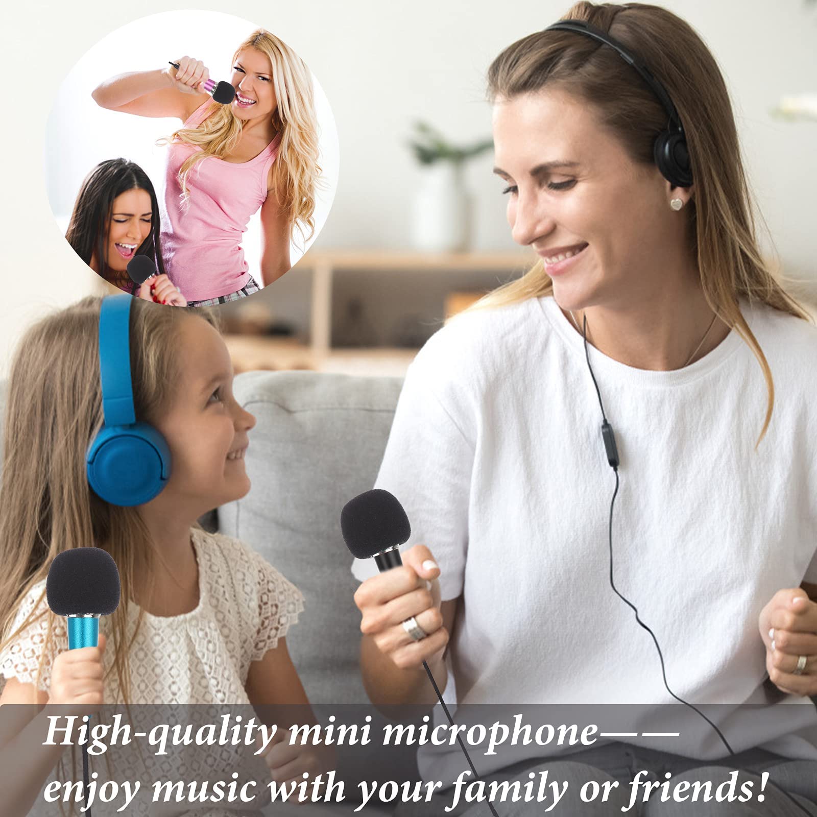5Pcs Mini Microphone Mini Karaoke Microphone for Voice Recording, Portable Microphone Chatting and Singing Compatible with Smart